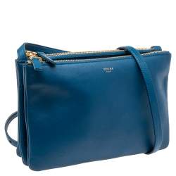 Pre Owned Céline Blue Leather Large Trio Crossbody Bag