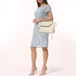 Pre Owned Celine Off White Leather Mini Belt Top Handle Bag
