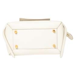 Pre Owned Celine Off White Leather Mini Belt Top Handle Bag