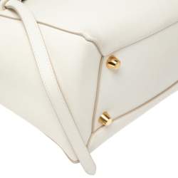 Pre Owned Celine Off White Leather Mini Belt Top Handle Bag