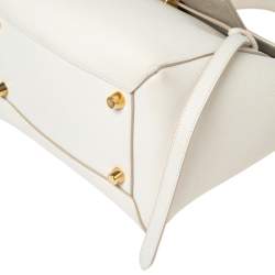 Pre Owned Celine Off White Leather Mini Belt Top Handle Bag