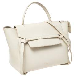 Pre Owned Celine Off White Leather Mini Belt Top Handle Bag