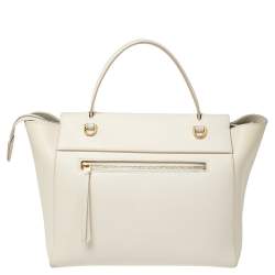 Pre Owned Celine Off White Leather Mini Belt Top Handle Bag