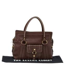 Pre Owned Celine Brown Leather Classic Shoulder Bag