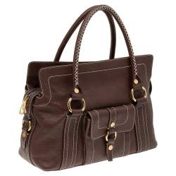 Pre Owned Celine Brown Leather Classic Shoulder Bag