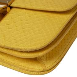 Celine Yellow Python Medium Classic Box Shoulder Bag