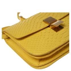 Celine Yellow Python Medium Classic Box Shoulder Bag