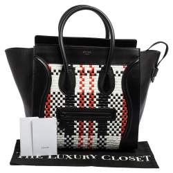Pre Owned Celine Multicolor Woven Leather Medium Phantom Luggage Tote