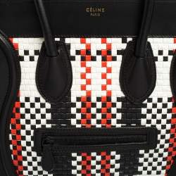 Pre Owned Celine Multicolor Woven Leather Medium Phantom Luggage Tote