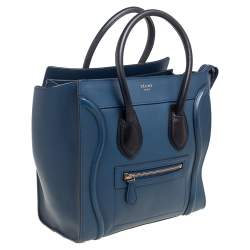 مملوكة مسبقًا حقيبة يد سيلين ميكرو لاغيدج جلد أسود/ أزرق 