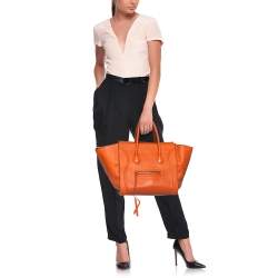 Pre Owned Celine Orange Leather Medium Phantom Luggage Tote 