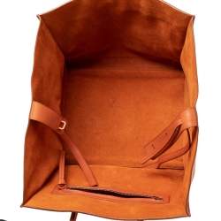 Pre Owned Celine Orange Leather Medium Phantom Luggage Tote 