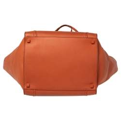 Pre Owned Celine Orange Leather Medium Phantom Luggage Tote 