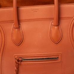 Pre Owned Celine Orange Leather Medium Phantom Luggage Tote 