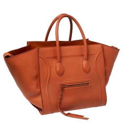 Pre Owned Celine Orange Leather Medium Phantom Luggage Tote 
