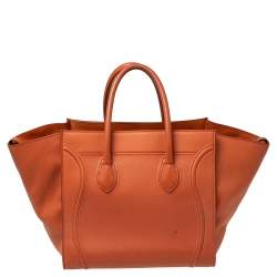 Pre Owned Celine Orange Leather Medium Phantom Luggage Tote 