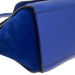 Pre Owned Celine Blue Leather and Suede Small Trapeze Bag
