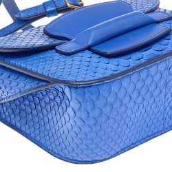 Pre Owned Celine Blue Python Small Tab Crossbody Bag
