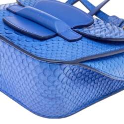 Pre Owned Celine Blue Python Small Tab Crossbody Bag