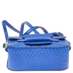 Pre Owned Celine Blue Python Small Tab Crossbody Bag