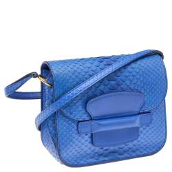Pre Owned Celine Blue Python Small Tab Crossbody Bag