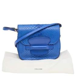 Pre Owned Celine Blue Python Small Tab Crossbody Bag