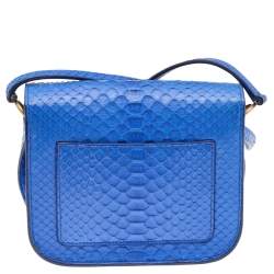 Pre Owned Celine Blue Python Small Tab Crossbody Bag