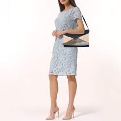 Pre Owned Celine Tricolor Leather and Suede Medium Diamond Shoulder Bag