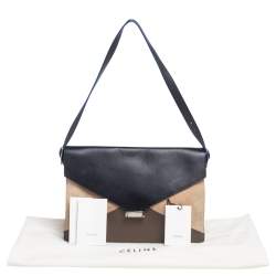 Pre Owned Celine Tricolor Leather and Suede Medium Diamond Shoulder Bag