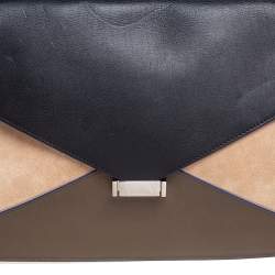 Pre Owned Celine Tricolor Leather and Suede Medium Diamond Shoulder Bag