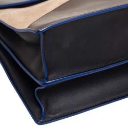 Pre Owned Celine Tricolor Leather and Suede Medium Diamond Shoulder Bag