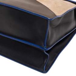 Pre Owned Celine Tricolor Leather and Suede Medium Diamond Shoulder Bag