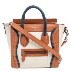 Pre Owned Celine Tricolor Leather Nano Luggage Tote