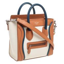 Pre Owned Celine Tricolor Leather Nano Luggage Tote