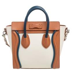 Pre Owned Celine Tricolor Leather Nano Luggage Tote