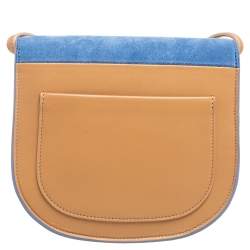Pre Owned Celine Blue/Tan Suede and Leather Small Trotteur Crossbody Bag