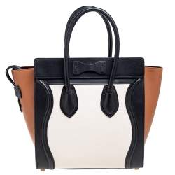 Pre Owned Celine Tricolor Leather Micro Luggage Tote
