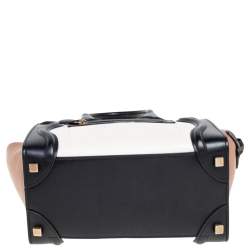Pre Owned Celine Tricolor Leather Micro Luggage Tote