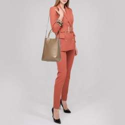 Pre Owned Celine Khaki Brown Leather Cabas Phantom Tote