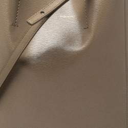 Pre Owned Celine Khaki Brown Leather Cabas Phantom Tote