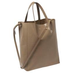 Pre Owned Celine Khaki Brown Leather Cabas Phantom Tote