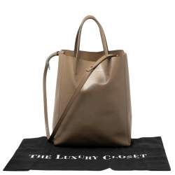 Pre Owned Celine Khaki Brown Leather Cabas Phantom Tote