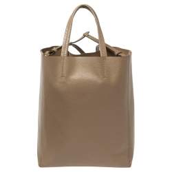 Pre Owned Celine Khaki Brown Leather Cabas Phantom Tote