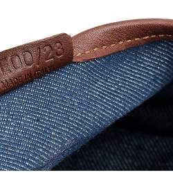 Pre Owned Celine Blue/Brown Macadam Denim And Leather Studded Clutch