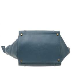 Pre Owned Celine Blue Leather Medium Phantom Luggage Tote 