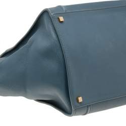 Pre Owned Celine Blue Leather Medium Phantom Luggage Tote 