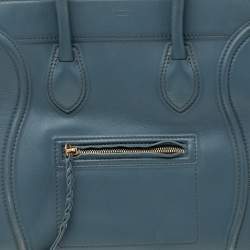 Pre Owned Celine Blue Leather Medium Phantom Luggage Tote 