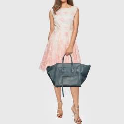 Pre Owned Celine Blue Leather Medium Phantom Luggage Tote 