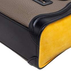 مملوكة مسبقًا Celine Tricolor Leather and Nubuck Nano Luggage Tote