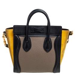مملوكة مسبقًا Celine Tricolor Leather and Nubuck Nano Luggage Tote